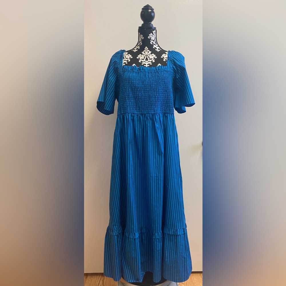 Draper James Deana Smocked Dress in Canopy Stripe